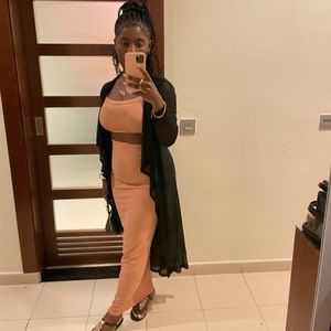 Almond Crop Top & Skirt Set